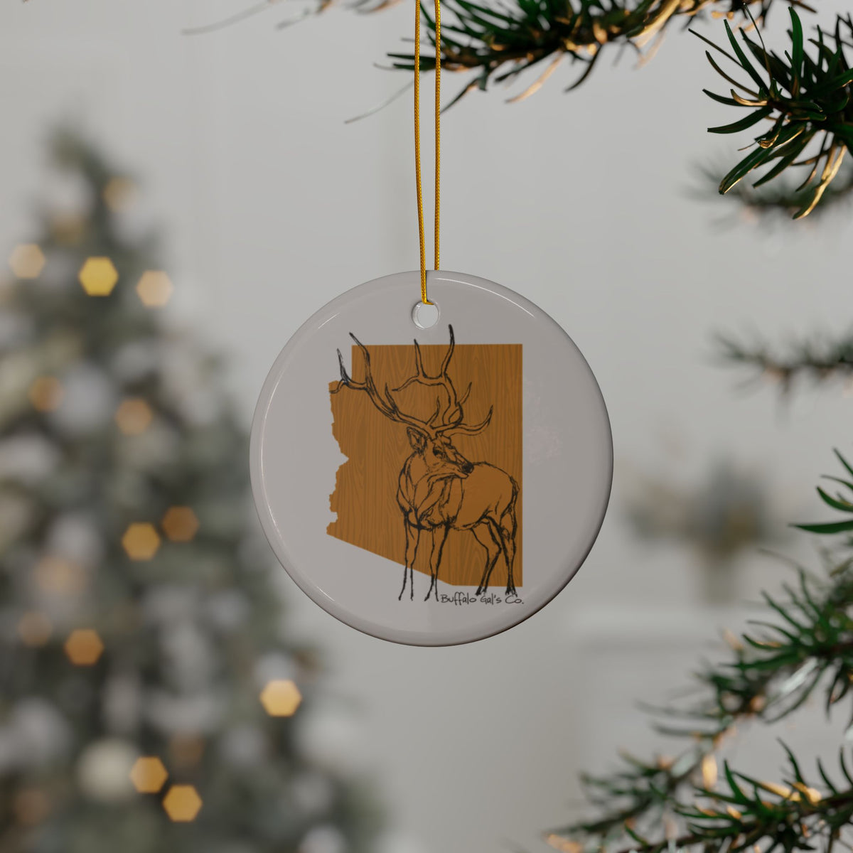 Ornament - "AZ Elk" (Gold)