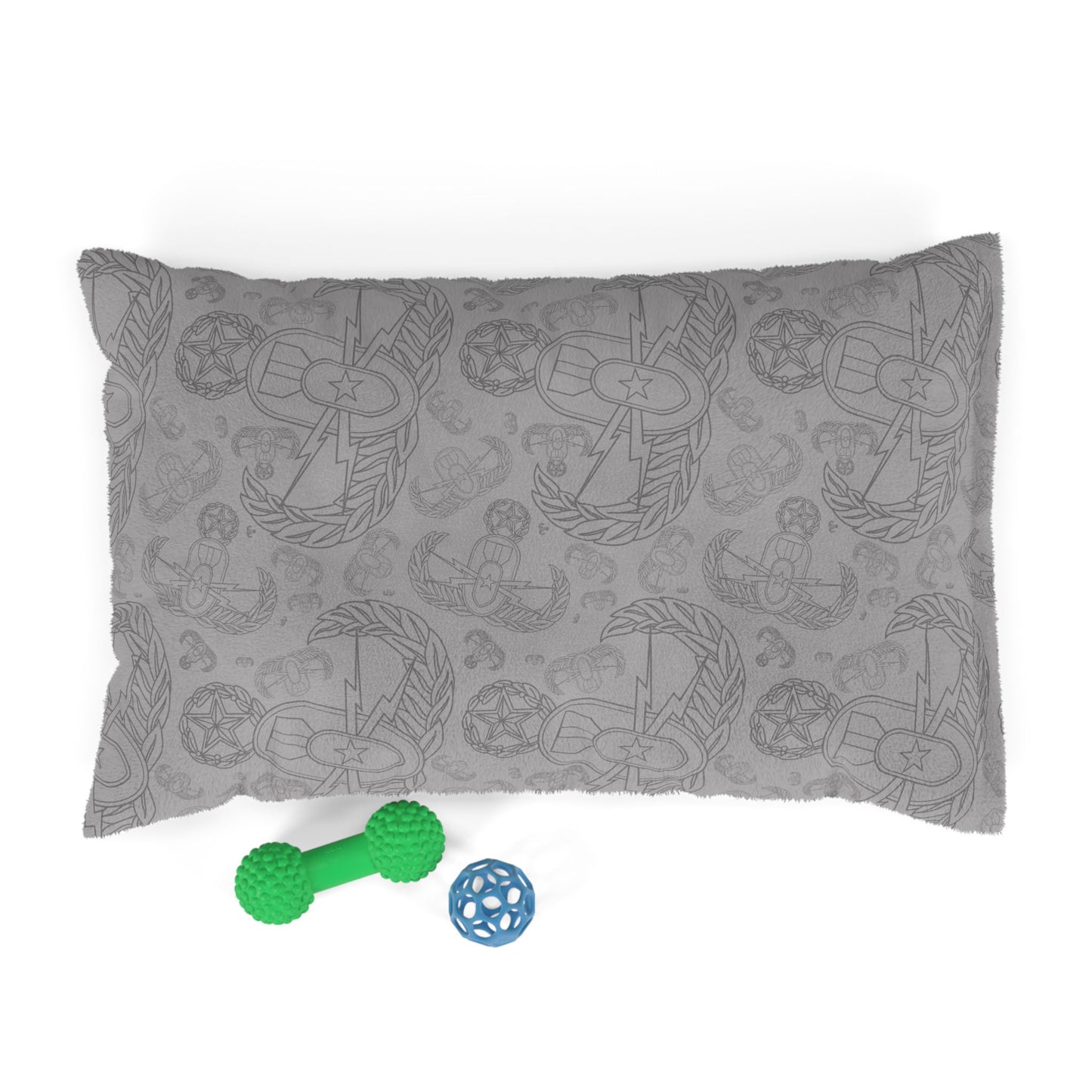 Pet Bed — "EOD Mixed Badges" (Greys)