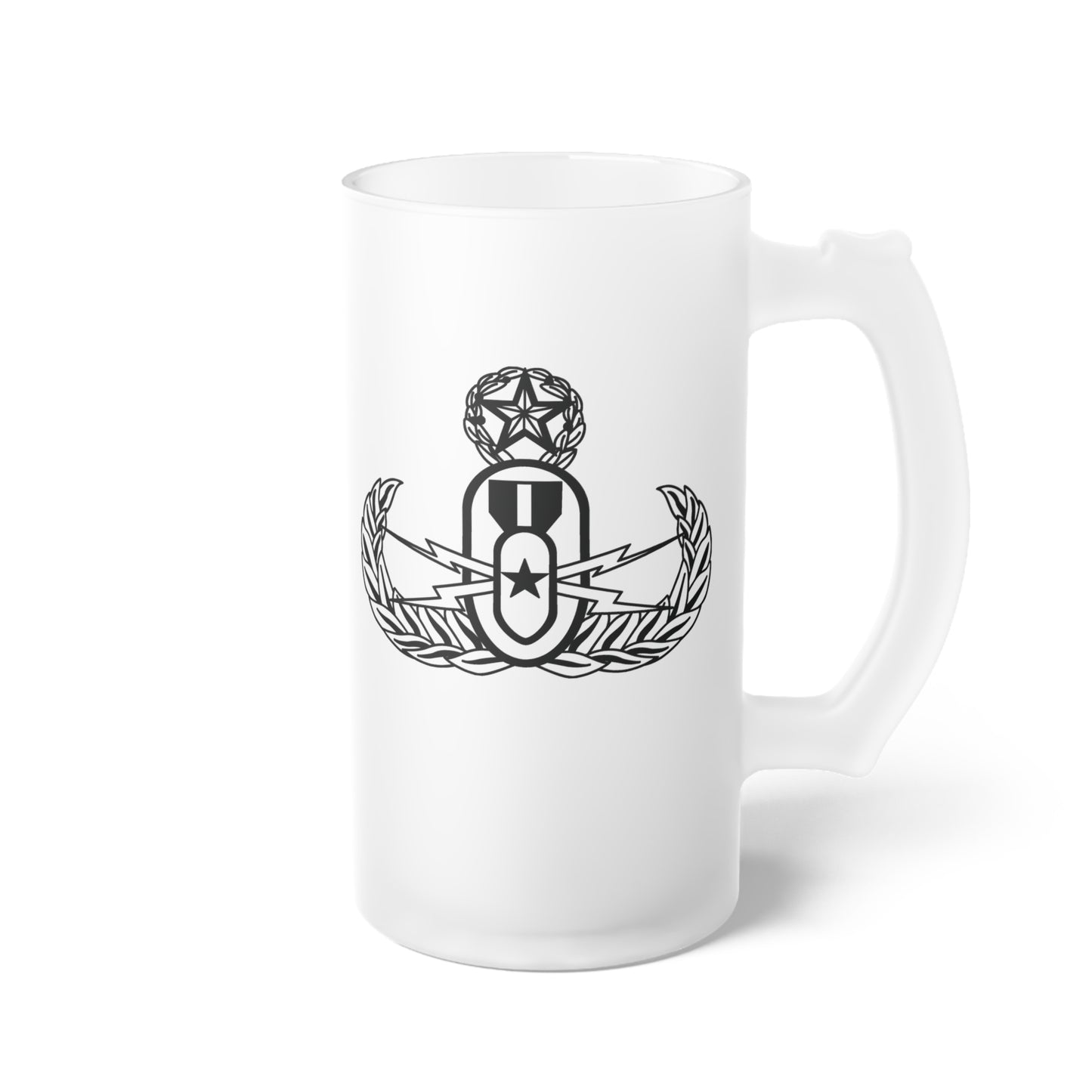 Frosted Glass Stein - "EOD Master Badge"