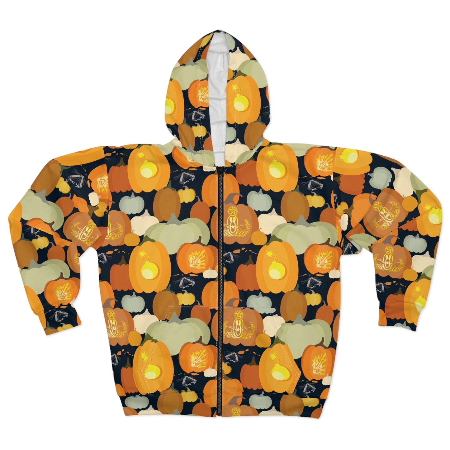 Pumpkin Patch Zip Hoodie – All-Over-Print Halloween Sweatshirt