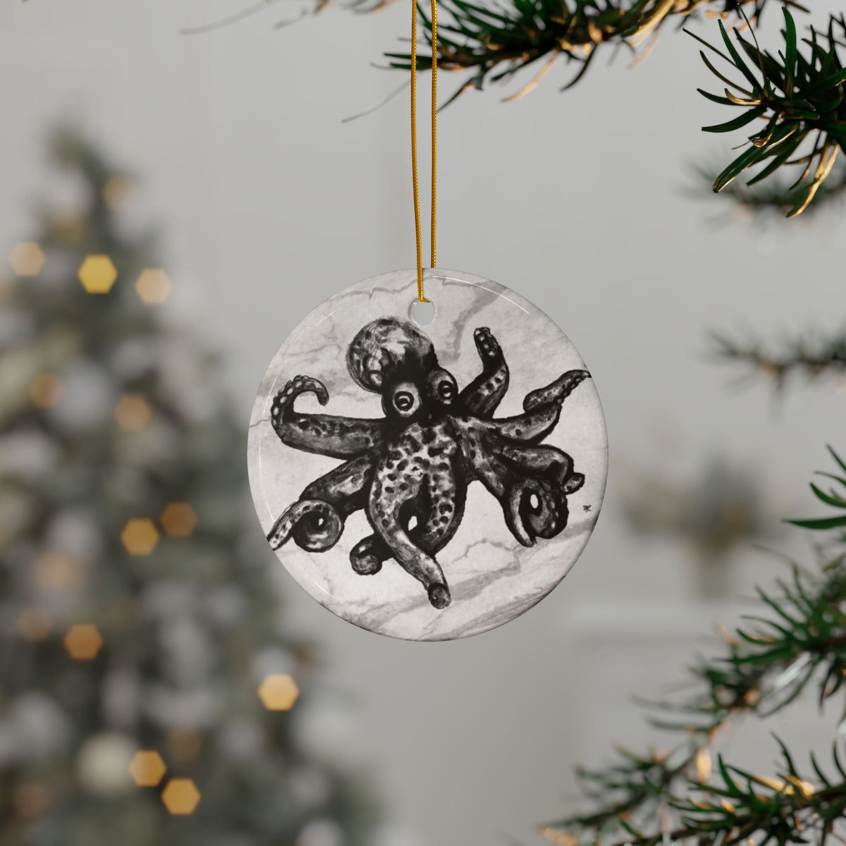 Ornament - "O is for Octopus" (BW)