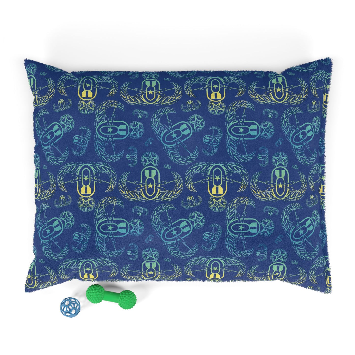 Pet Bed — "EOD BOMBre" (Blue/Turquoise/Yellow)