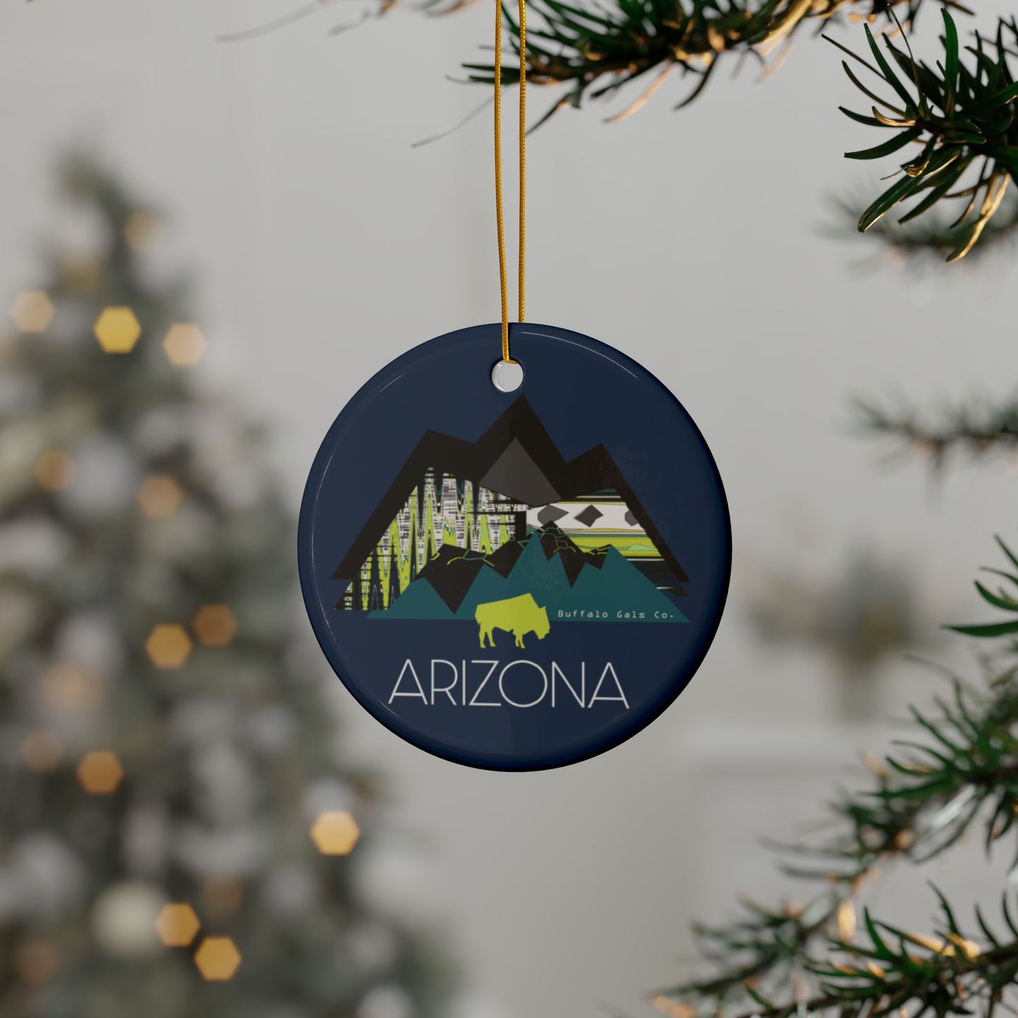 Ornament - "Chartreuse Mountains & Bison (ARIZONA)"