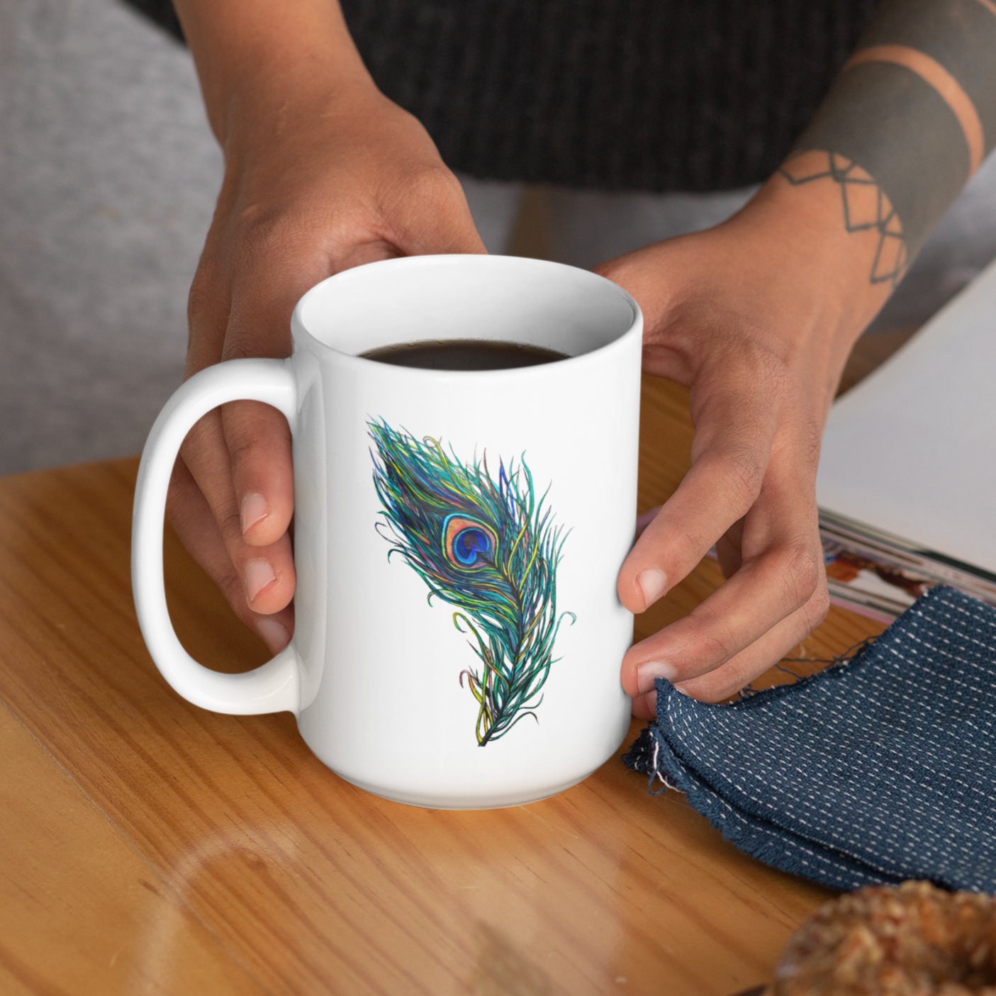 Peacock Feather Mug