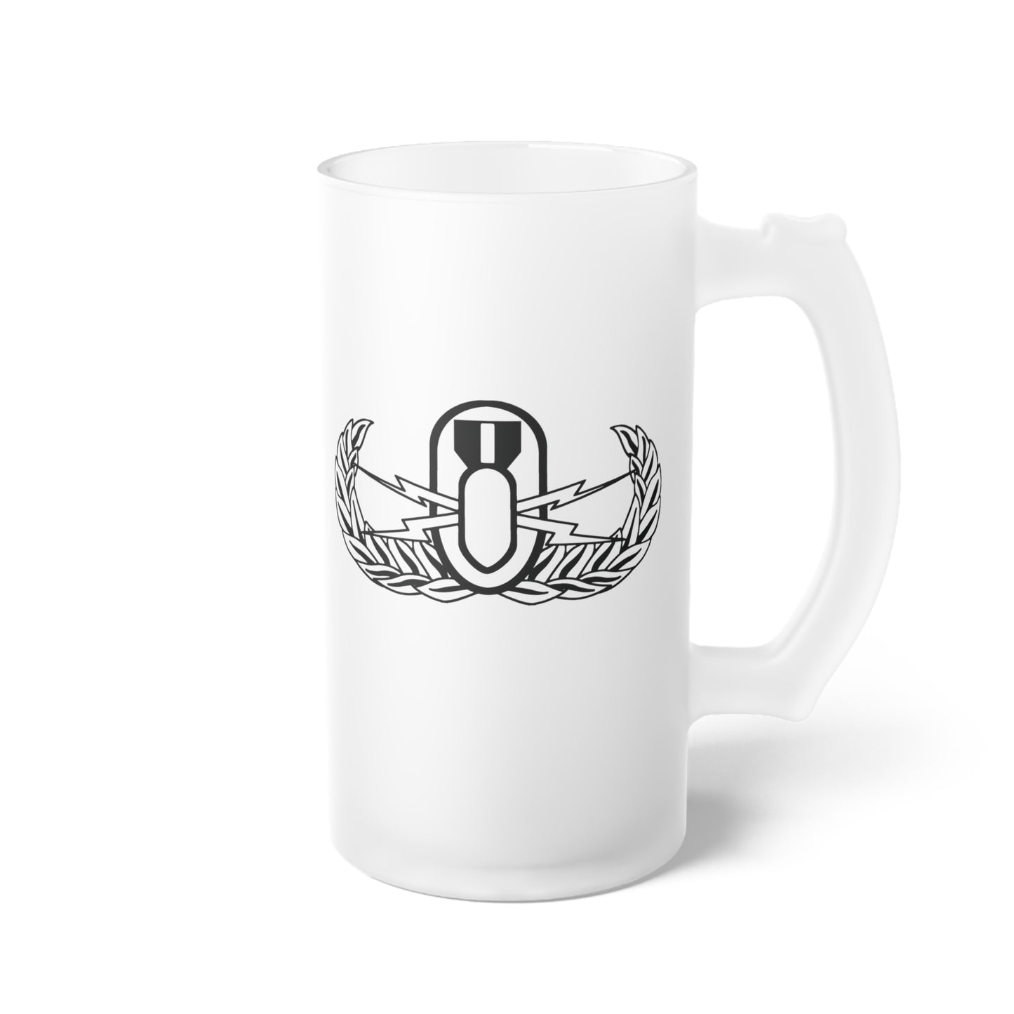 Frosted Glass Beer Mug — Minimal Laurel Star Logo Pint