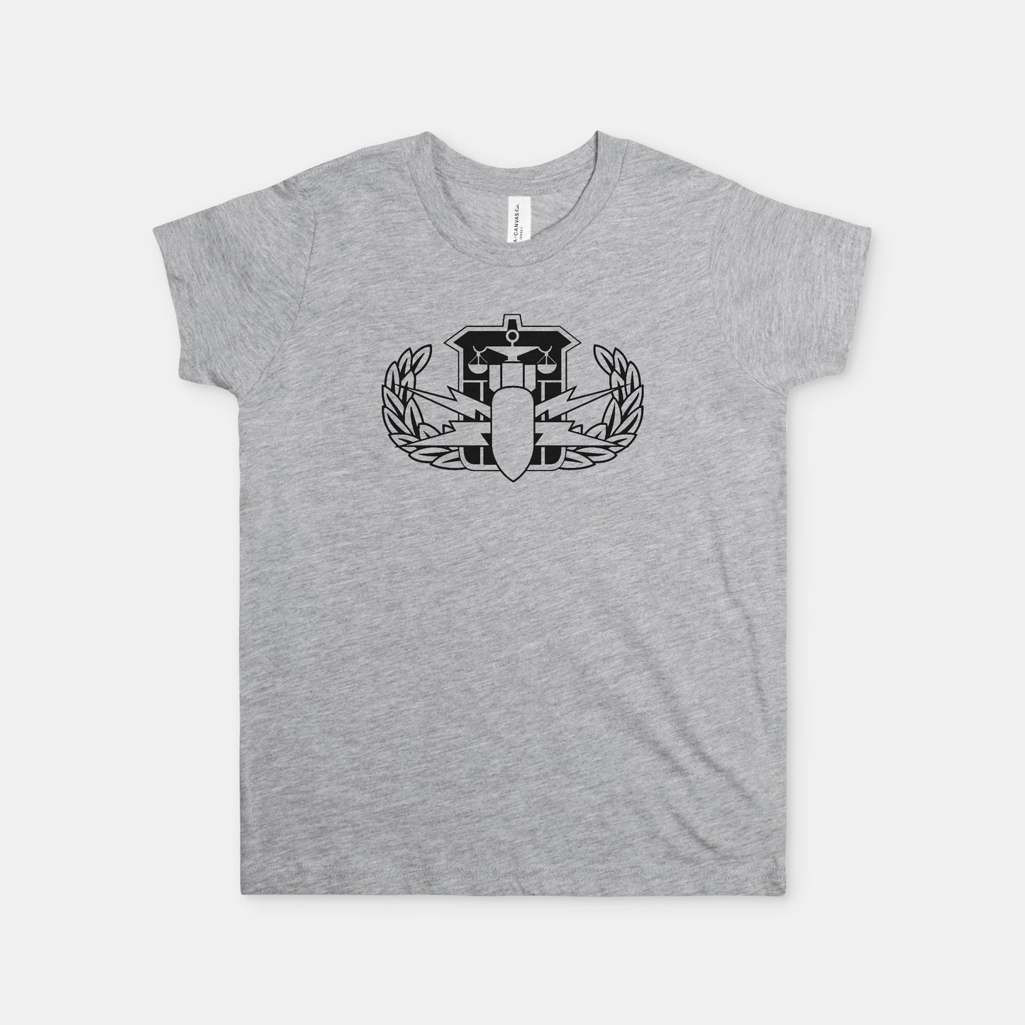 Youth T-shirt - "HDS Badge" (Black on Grey)
