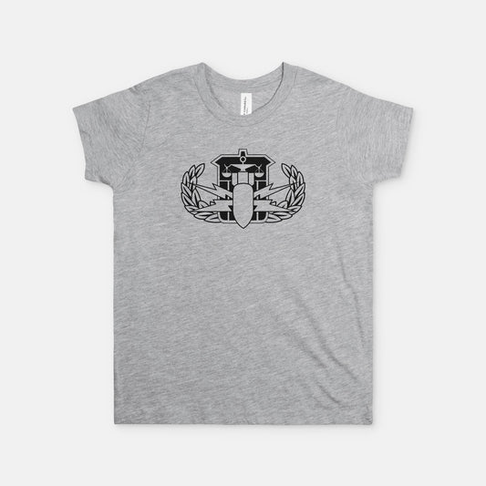 Youth T-shirt - "HDS Badge" (Black on Grey)