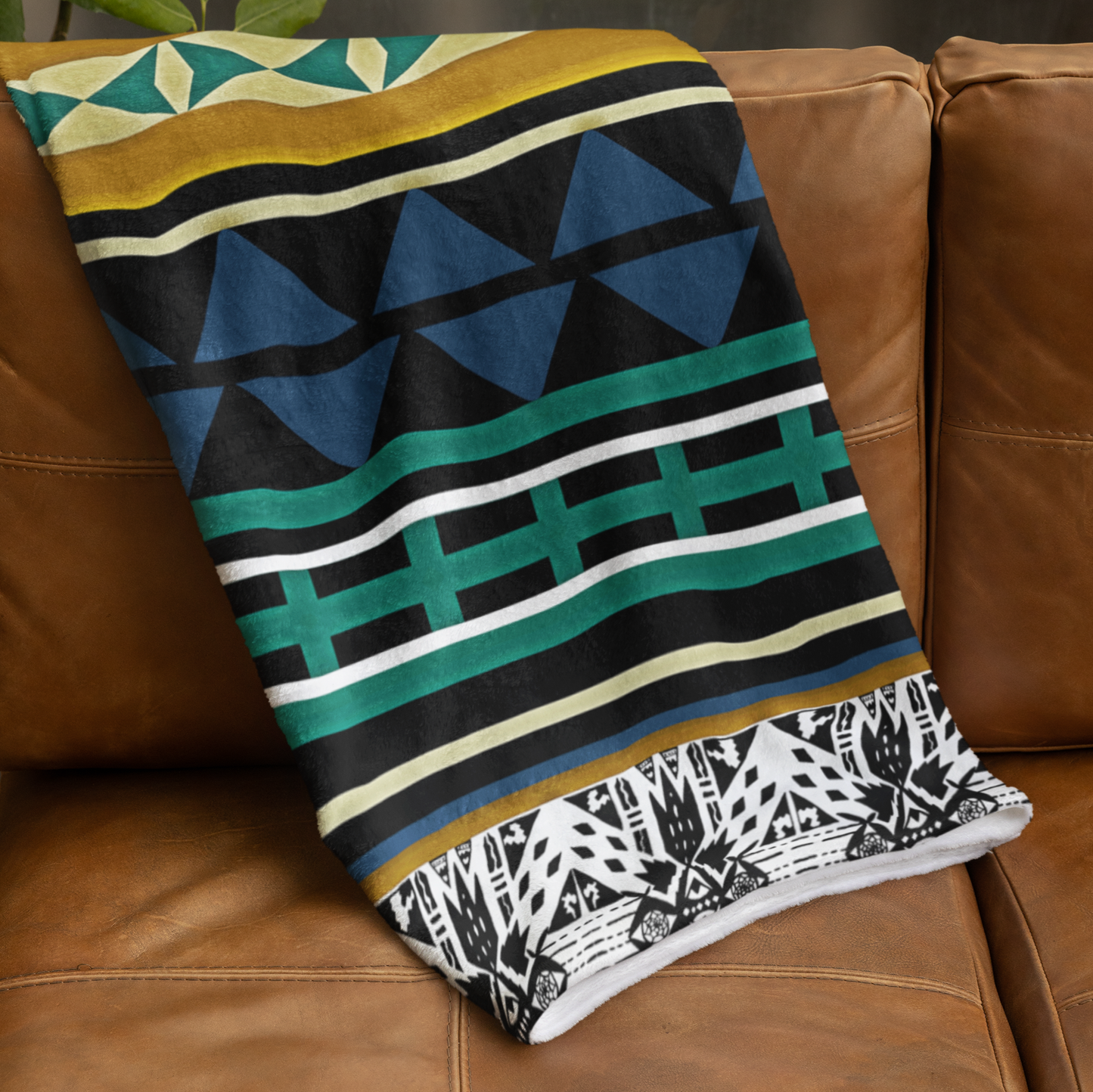 "Aztec Verde" Plush Throw Blanket