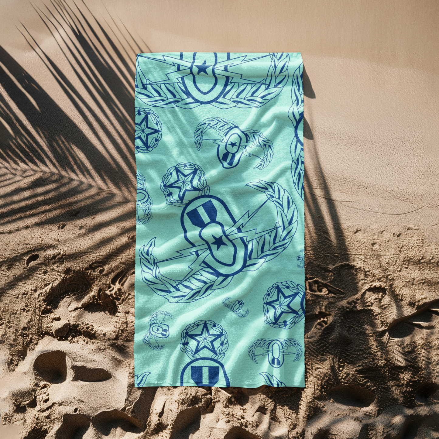 Beach Towel - "EOD Badges x 3" Blues