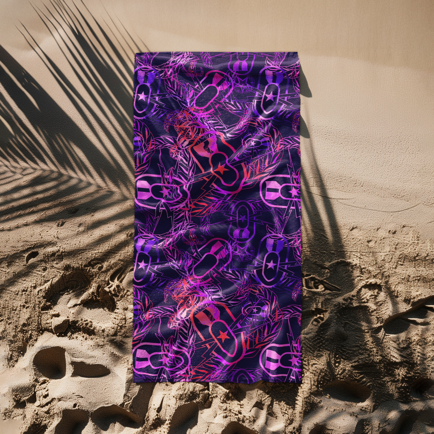 Beach Towel - "It's 5 o'clock Somewhere" Orange on Purple