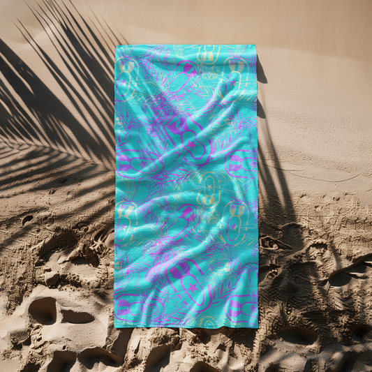 Beach Towel - "It's 5 o'clock Somewhere" Bright on Turquoise