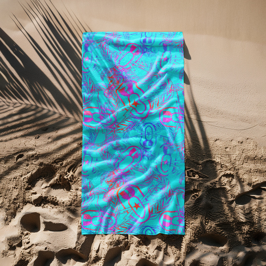 Beach Towel - "It's 5 o'clock Somewhere" Bold on Turquoise