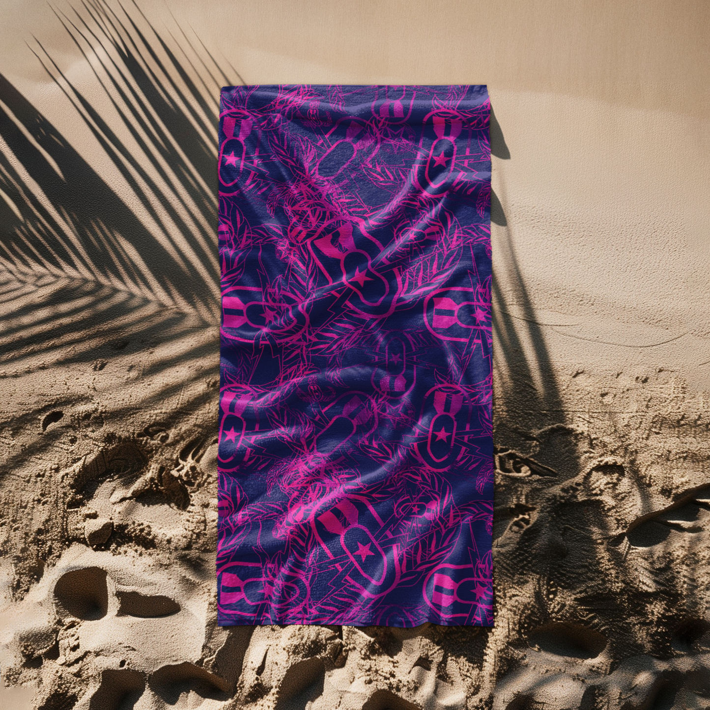 Beach Towel - "It's 5 o'clock Somewhere" Pink on Purple