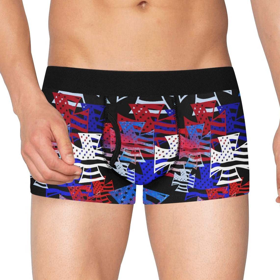 Men's Boxer Briefs with Fly - "American Iron Cross Graffiti" (RWB)