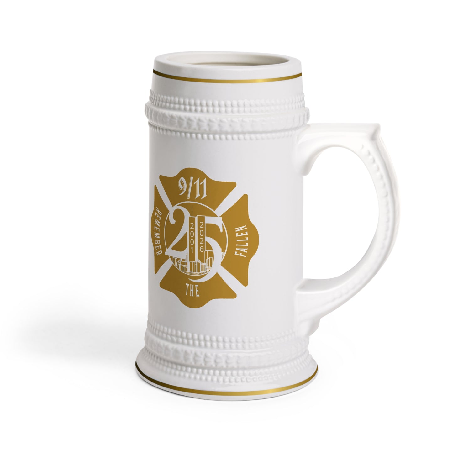 25th Anniversary 9/11 Firefighter Beer Stein Mug – Remember the Fallen Ceramic Stein