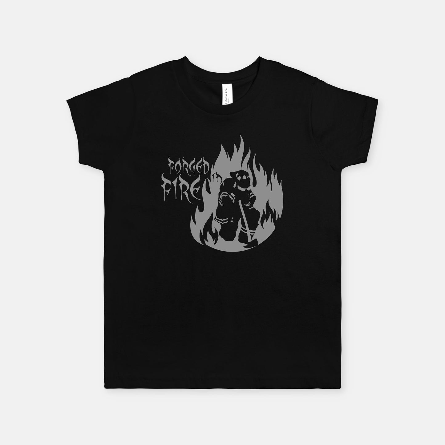 Youth T-shirt - "Forged in Fire" (Grey on Black)