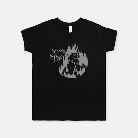Youth T-shirt - "Forged in Fire" (Grey on Black)