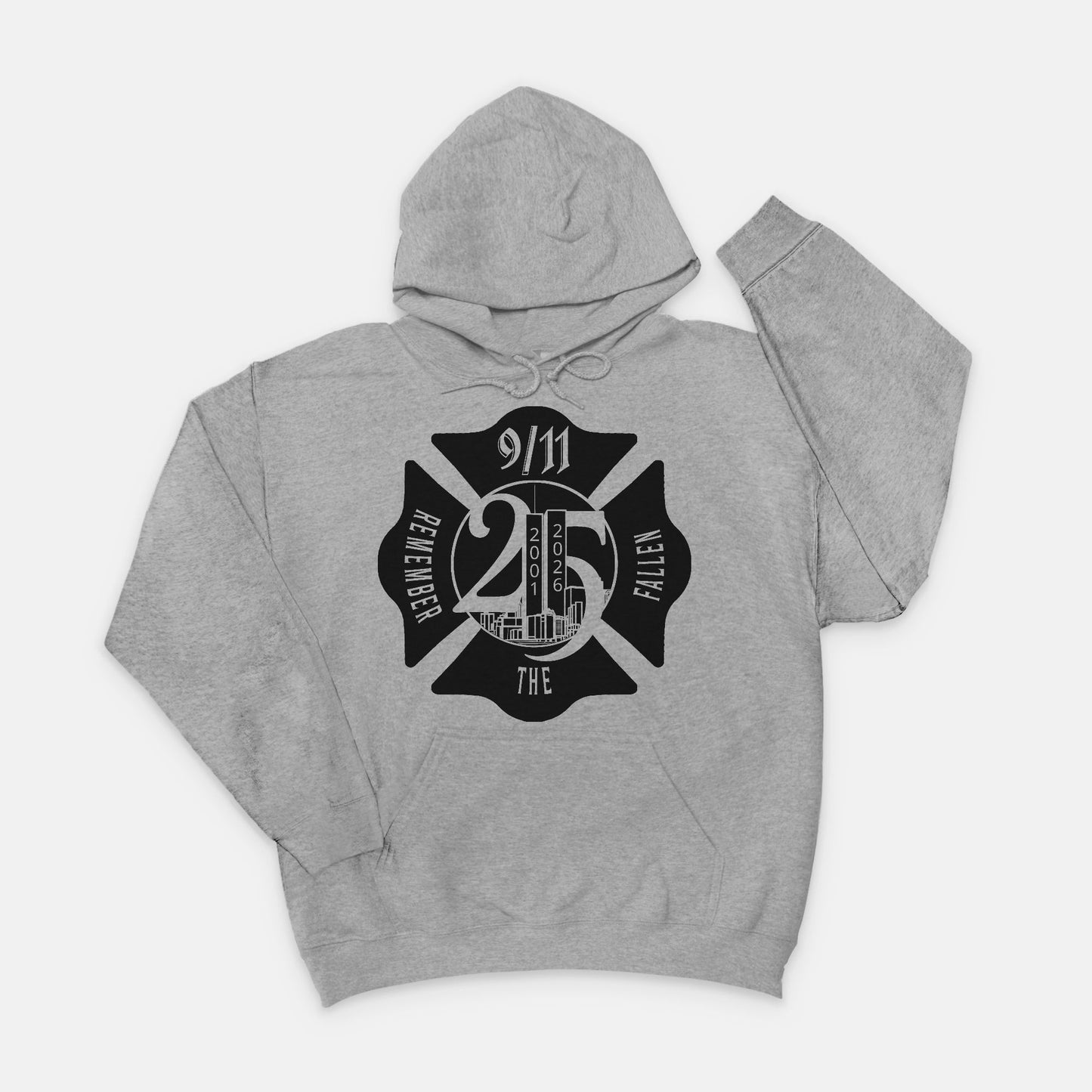 Hoodie - "Remember the Fallen"(Limited 9/11 25th Year Edition) (Black on Grey)
