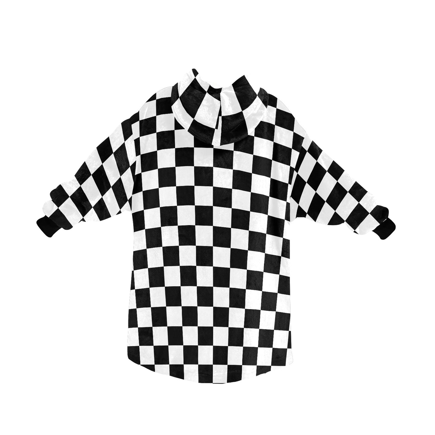 Oversized Sherpa Hooded Blanket (Adult) - "Checkered Flag"