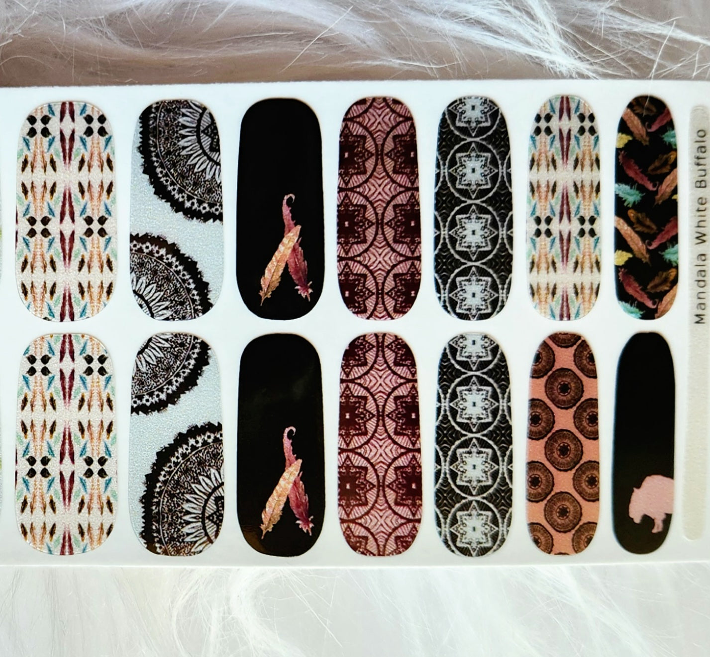 "Mandala White Buffalo" Nail Art Strips