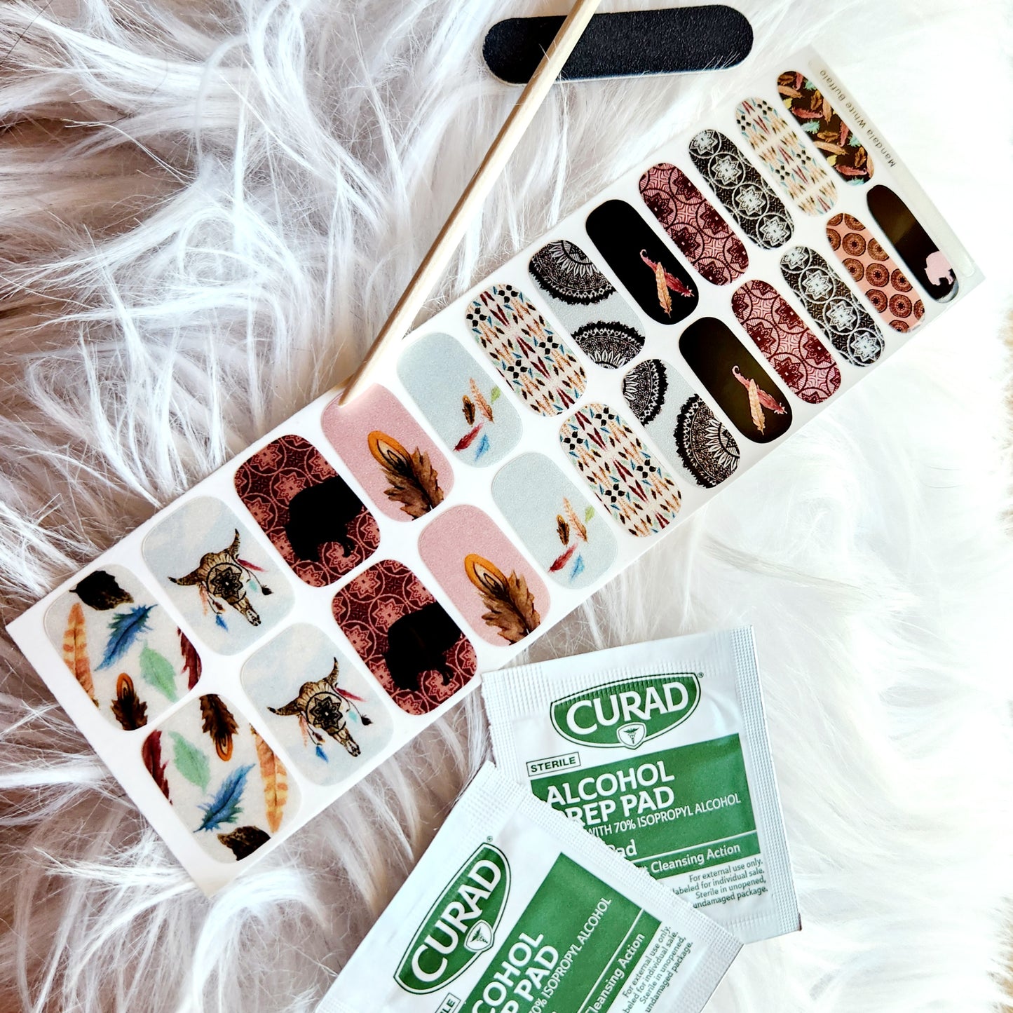 "Mandala White Buffalo" Nail Art Strips