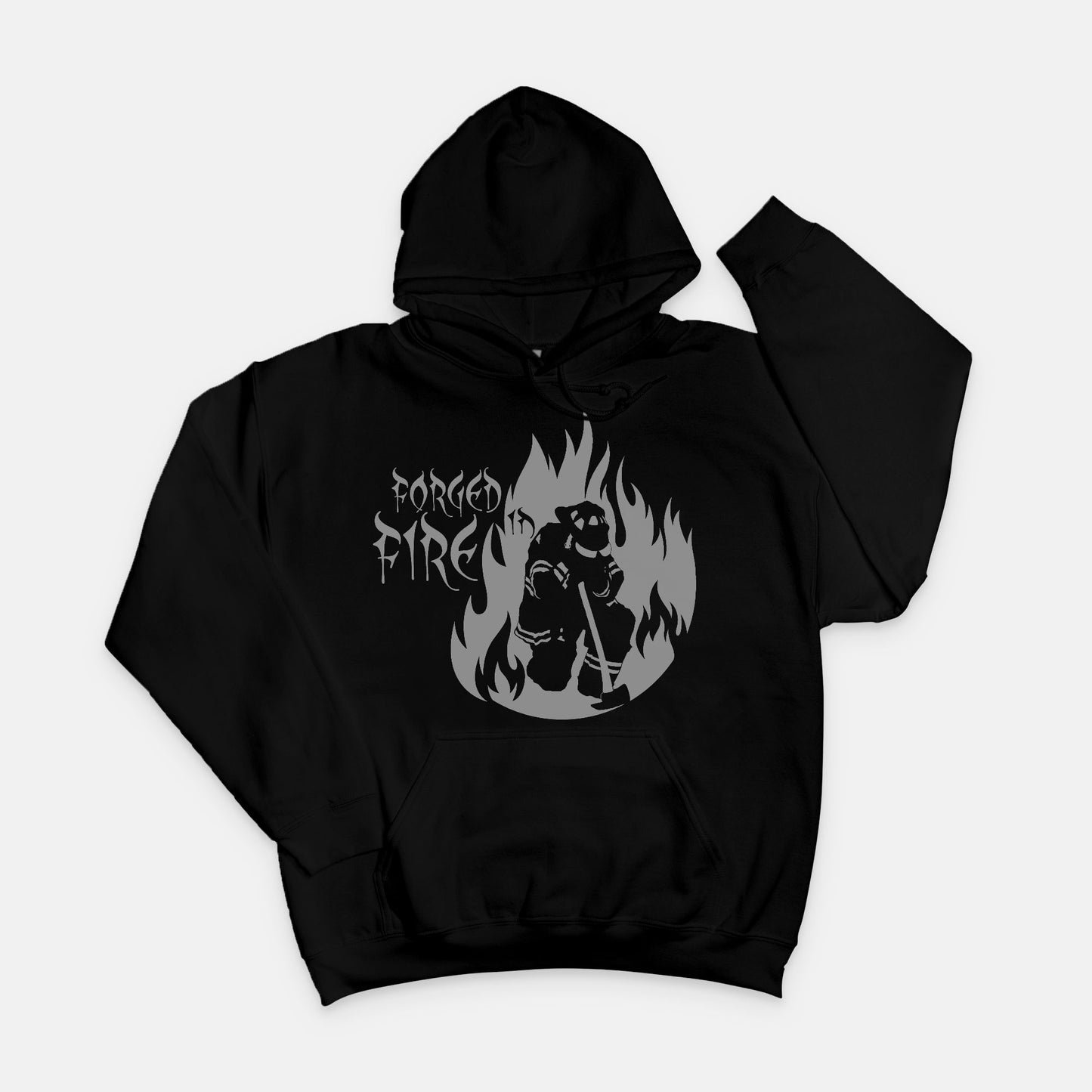 Hoodie - "Forged in Fire" (Grey on Black)