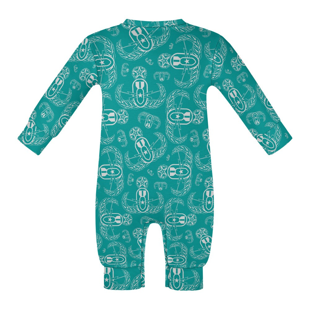 Baby Romper - "EOD Badges X 3" (Grey on Teal)