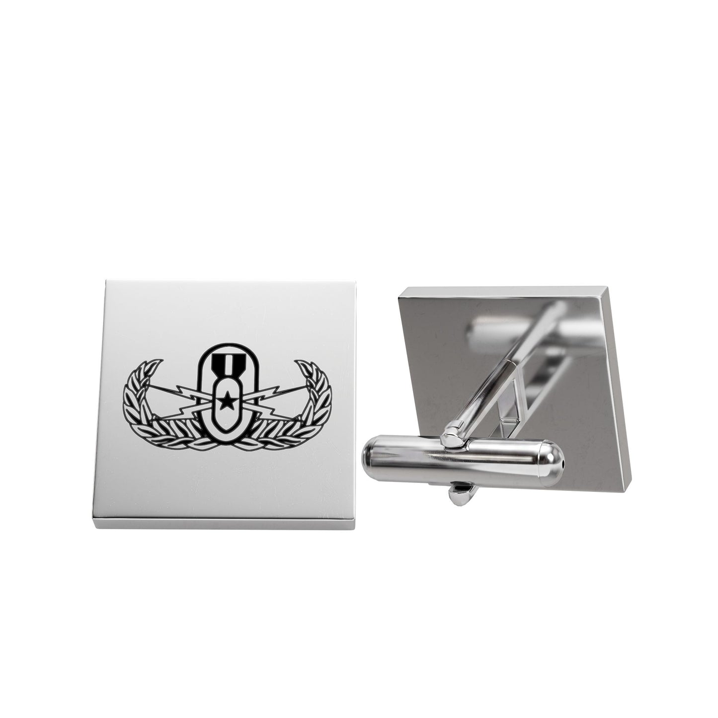 Gold Square Cufflinks with Laurel Emblem — Classic Groom & Formal Accessory