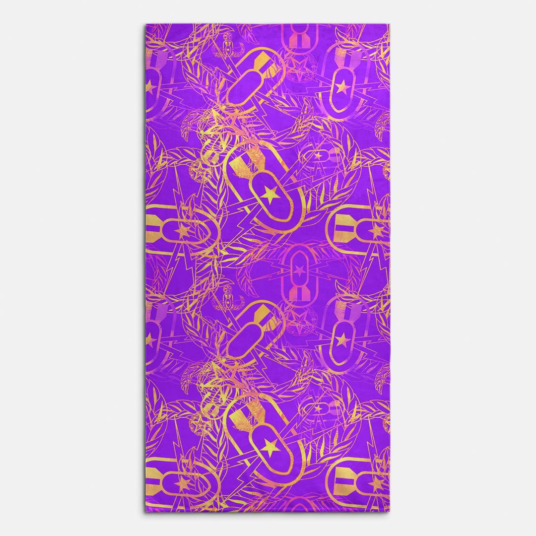 Beach Towel - "It's 5 o'clock Somewhere" Yellow on Purple