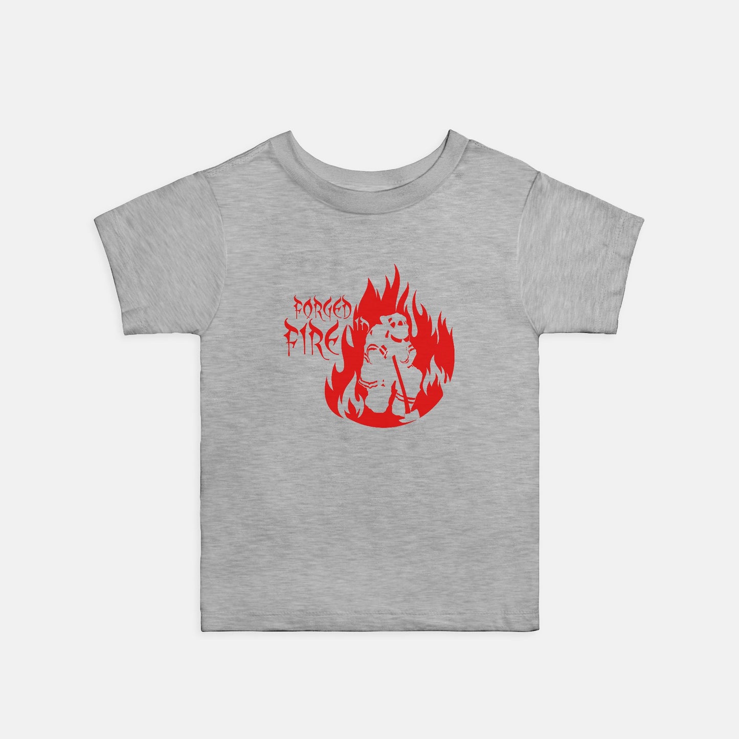 Toddler T-shirt - "Forged in Fire" (Red on Grey)