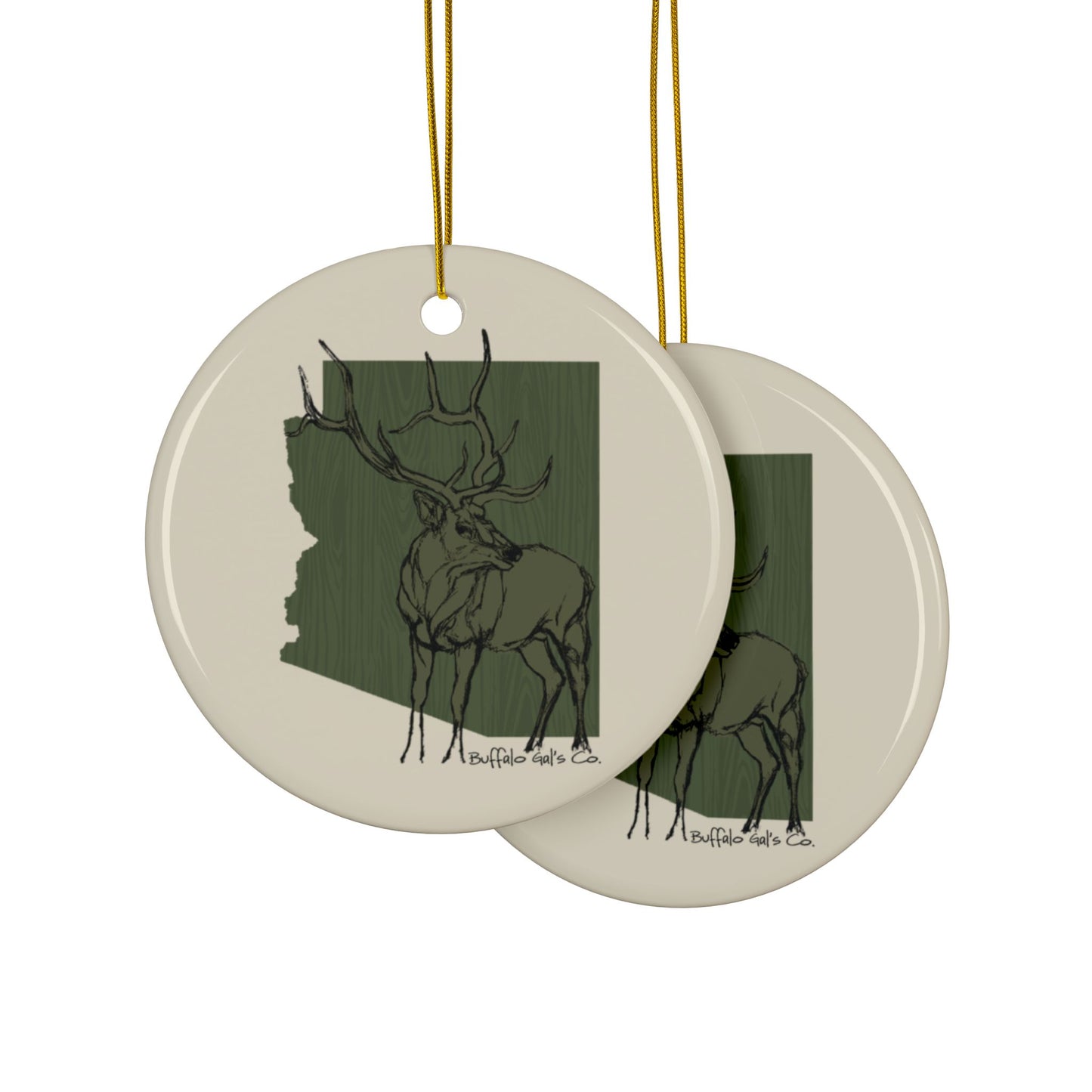 Ornament - "AZ Elk" (Olive)