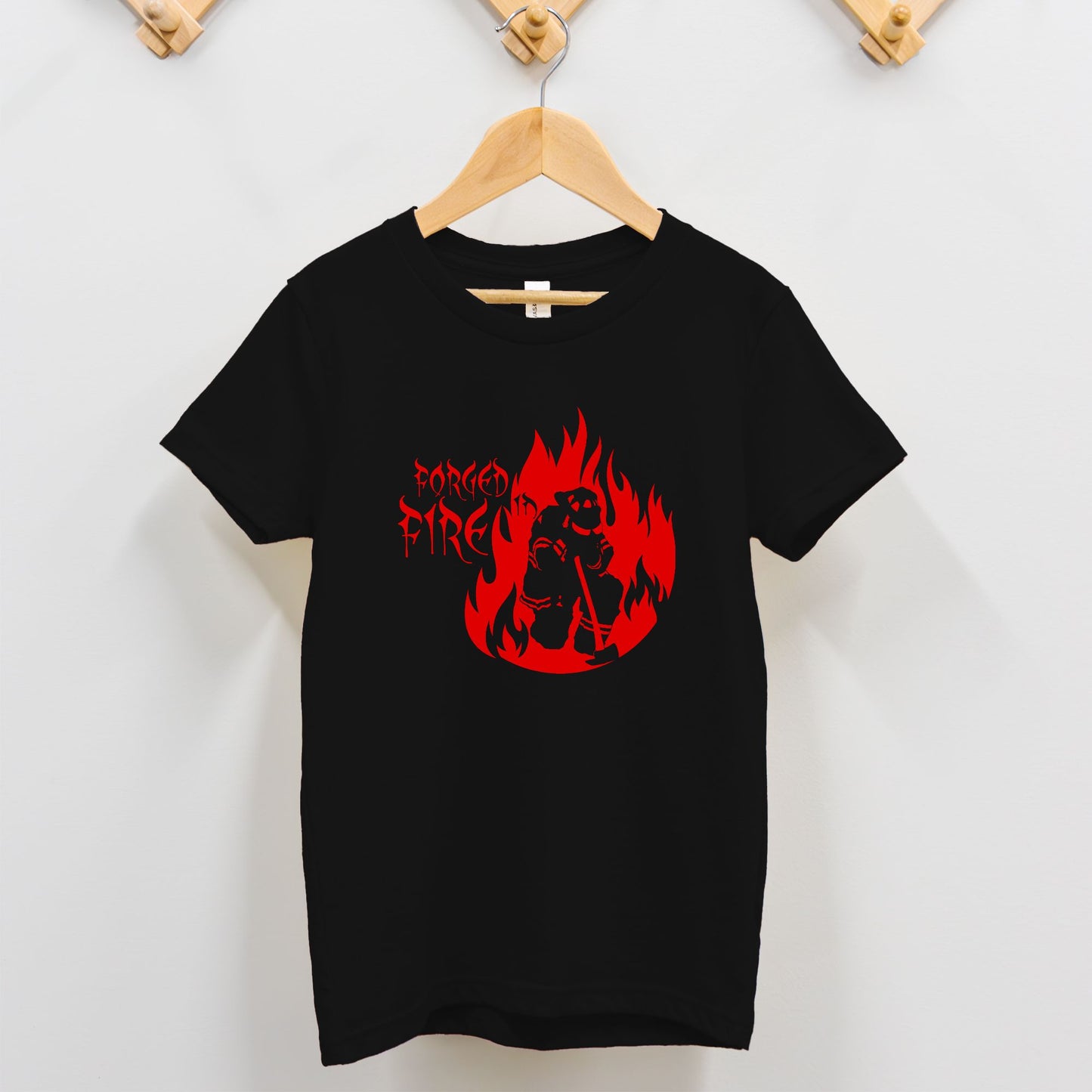 Toddler T-shirt - "Forged in Fire" (Red on Black)