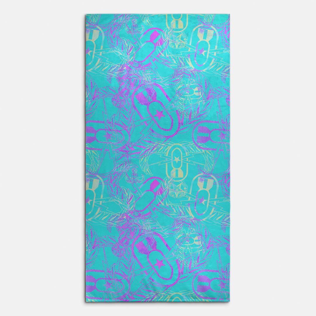 Beach Towel - "It's 5 o'clock Somewhere" Bright on Turquoise