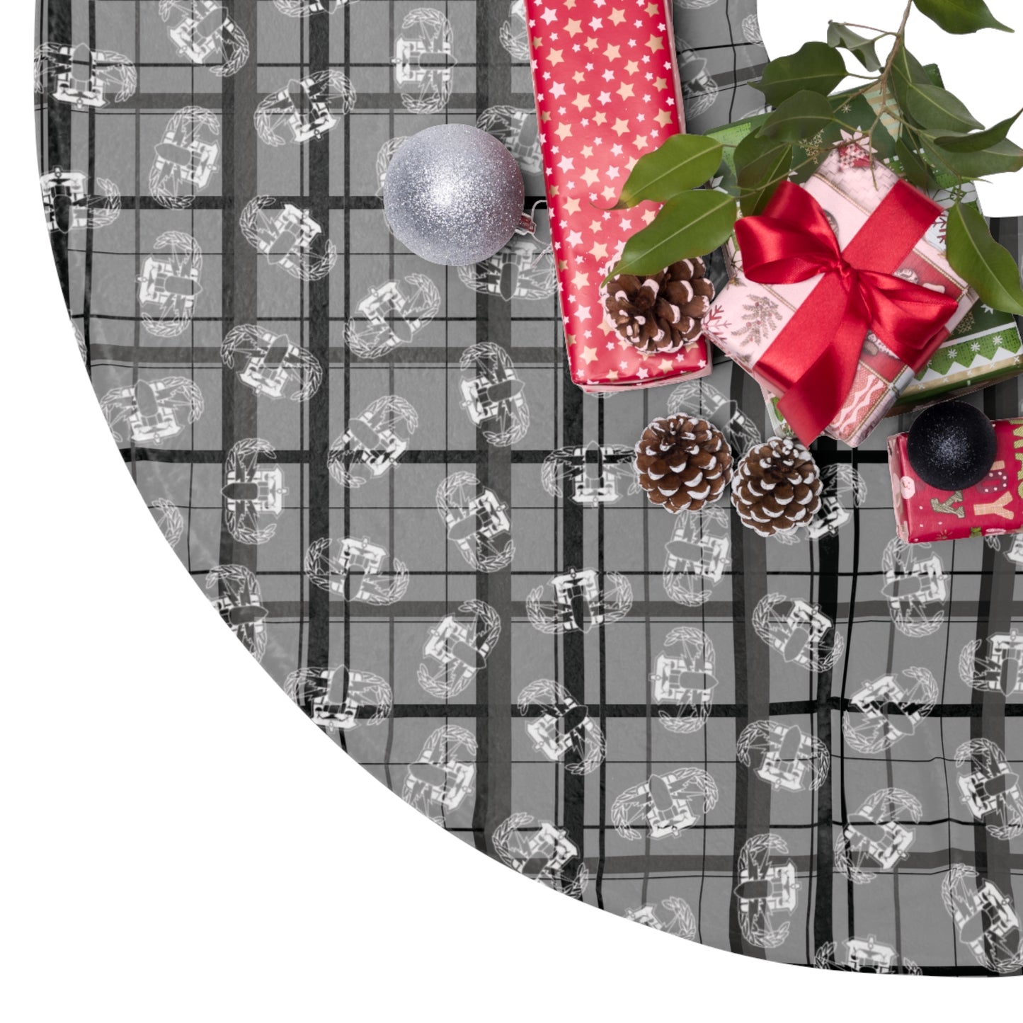 Tree Skirt — "PSBT Plaid" (Grey)