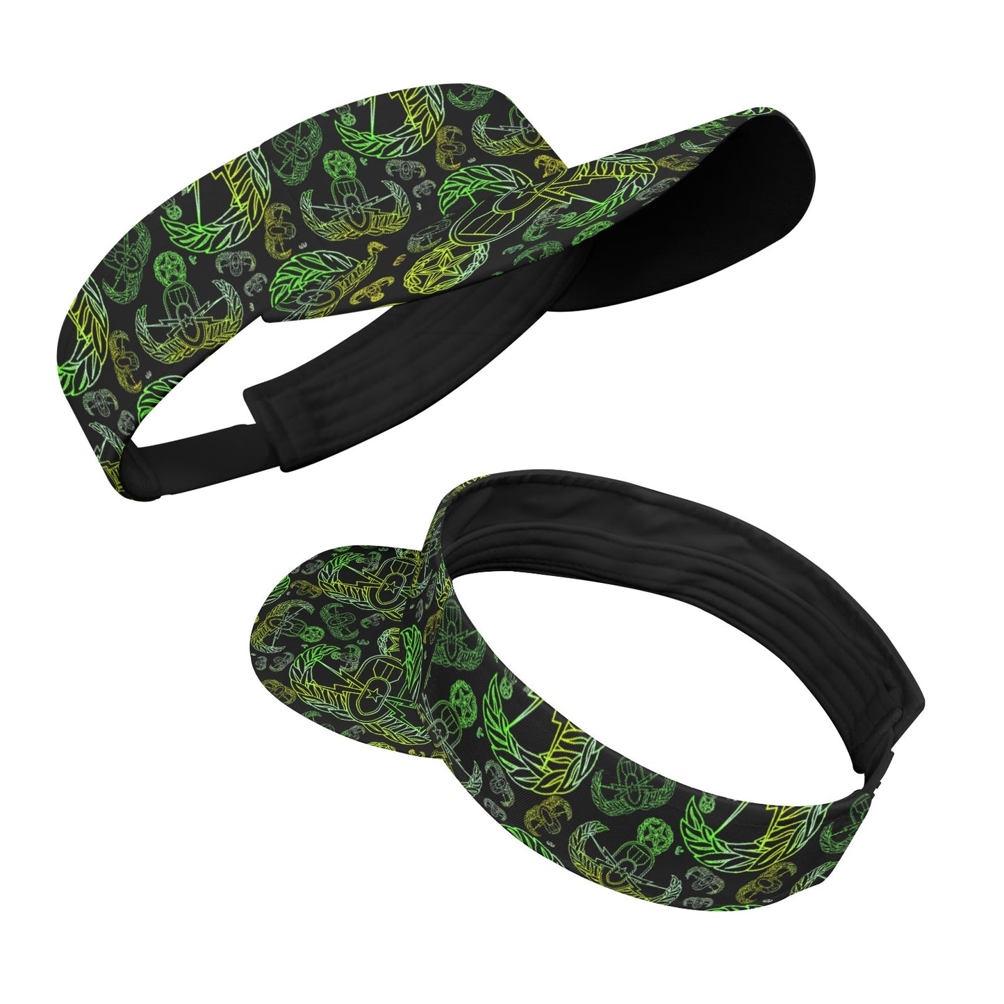 Sports Visor - "EOD Mixed Badges" (Lemon Lime on Black)