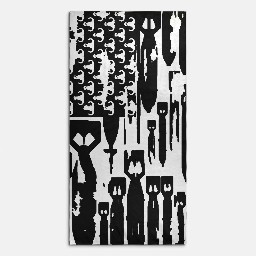 Beach Towel - "EOD Bomb Flag" Black on White