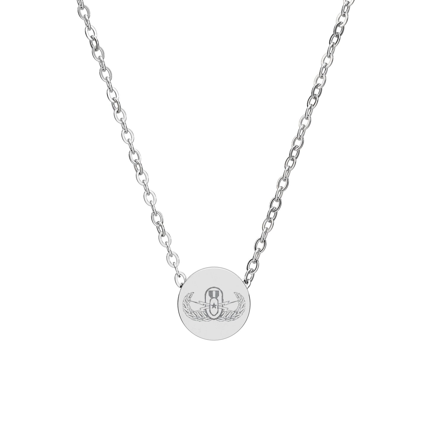 Engraved Mini Circle Necklace — "EOD Senior Badge"