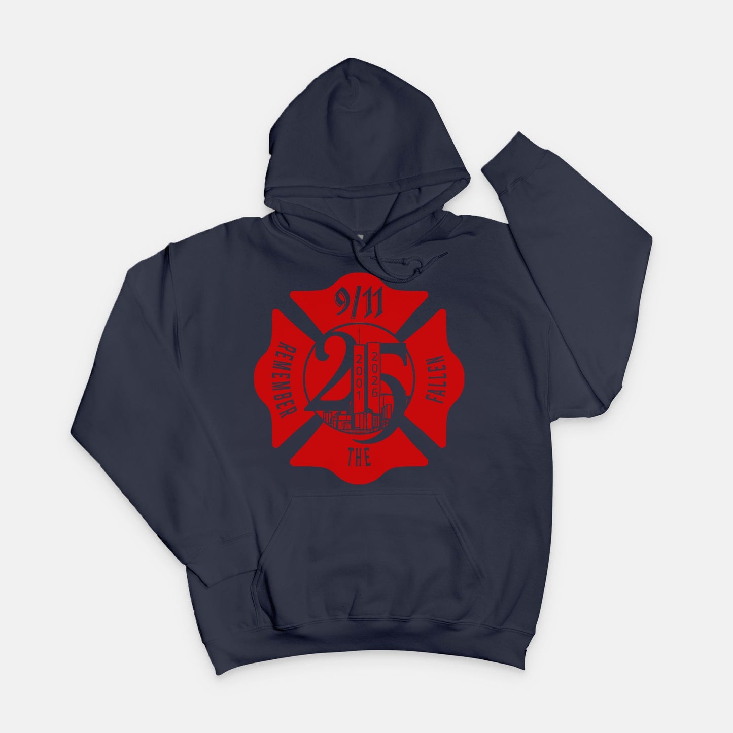 Hoodie - "Remember the Fallen"(Limited 9/11 25th Year Edition) (Red on Navy)