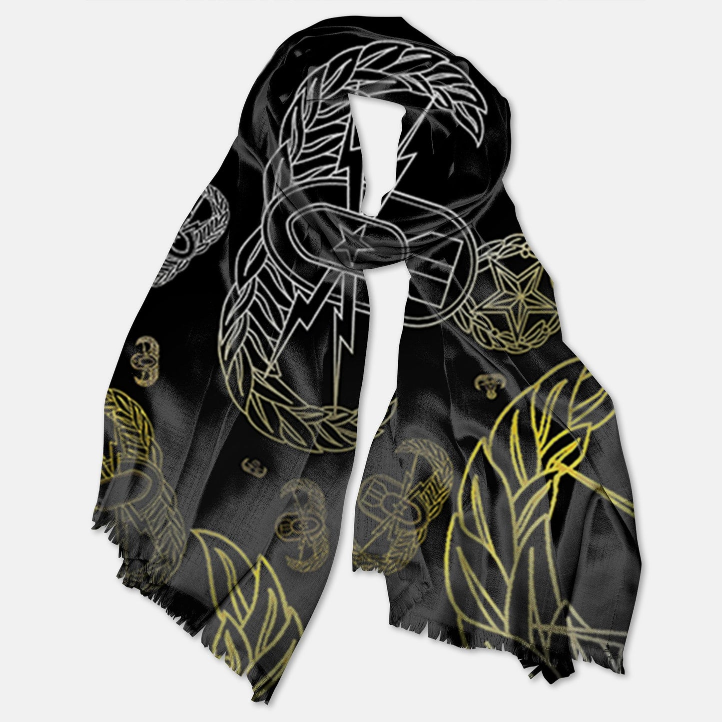 Pashmina Scarf - "EOD Mixed Badges" (Faded Yellow)