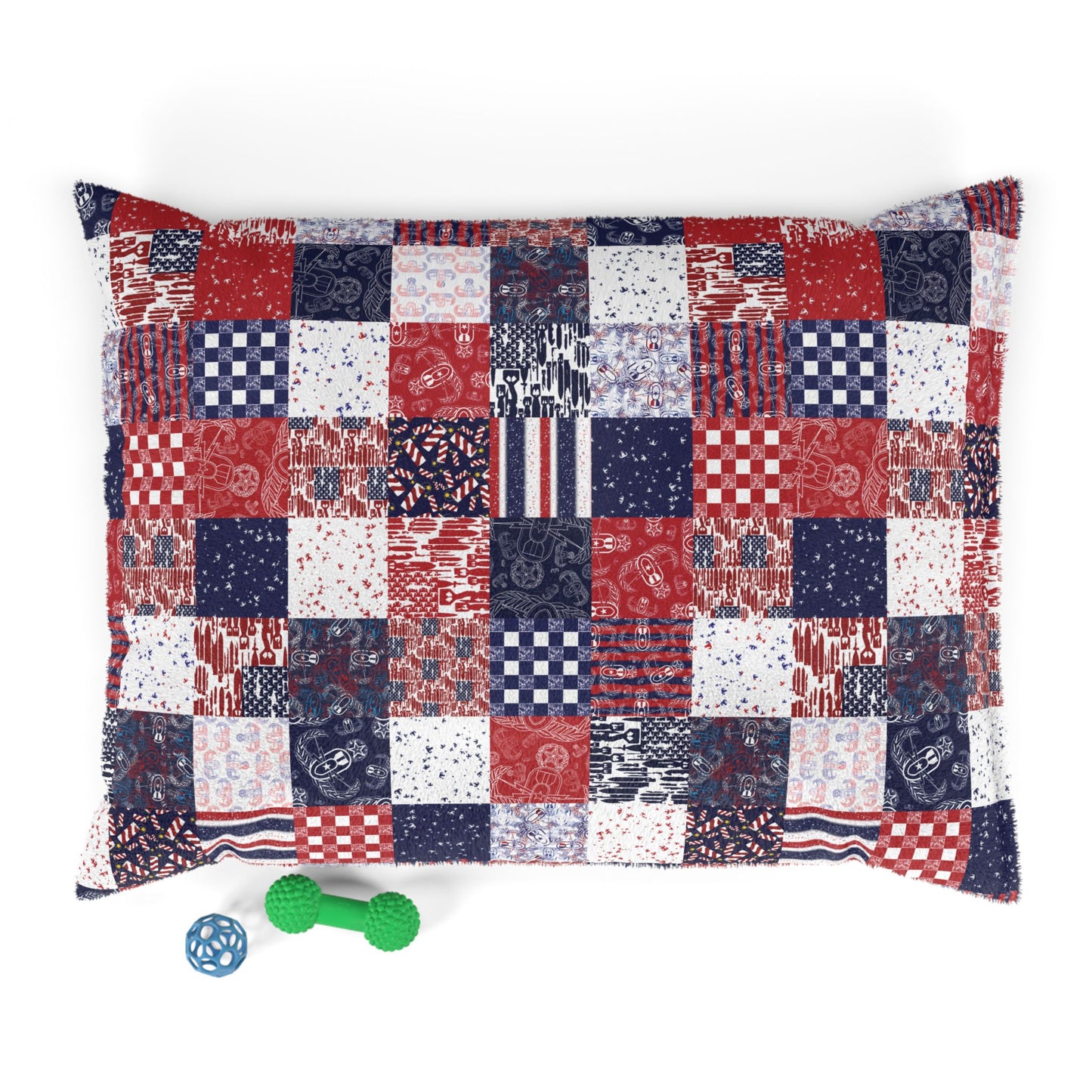 Pet Bed — "EOD Patchwork" (Red, White, & Blue)