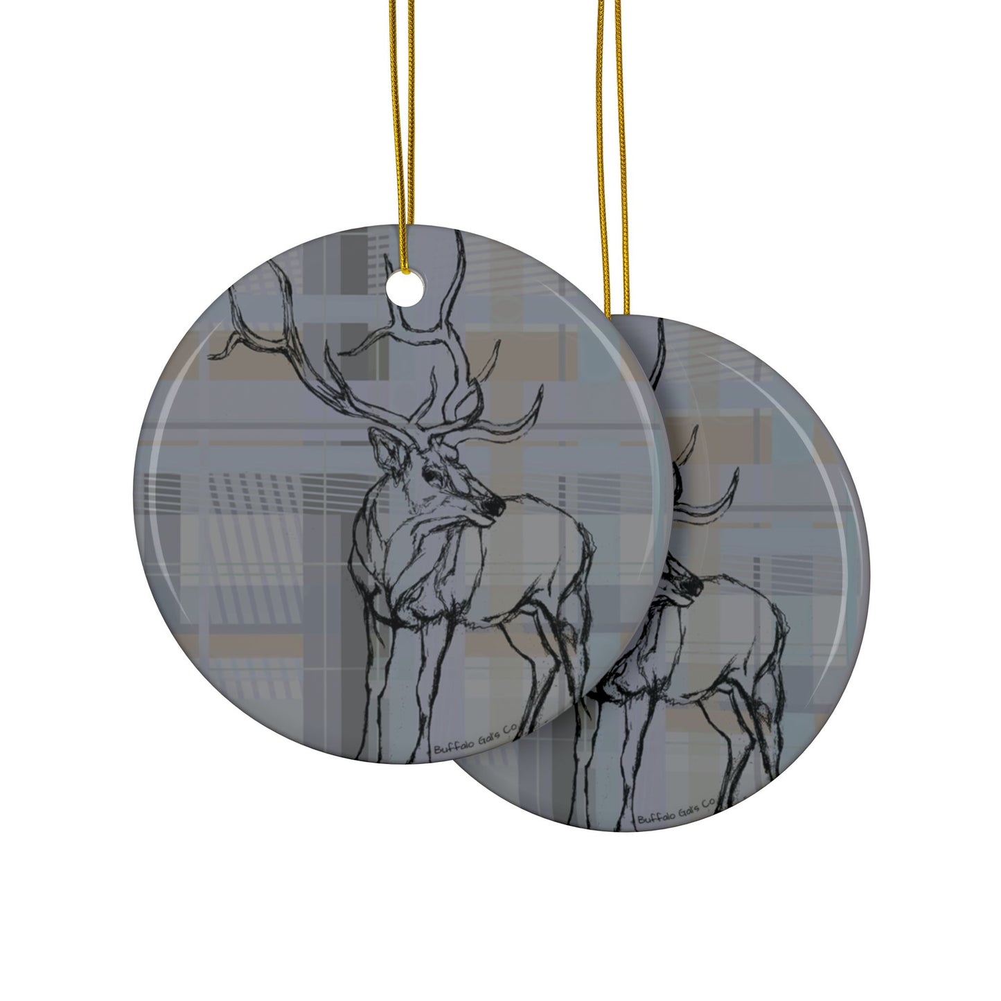 Ornament - "Elk on Plaid"