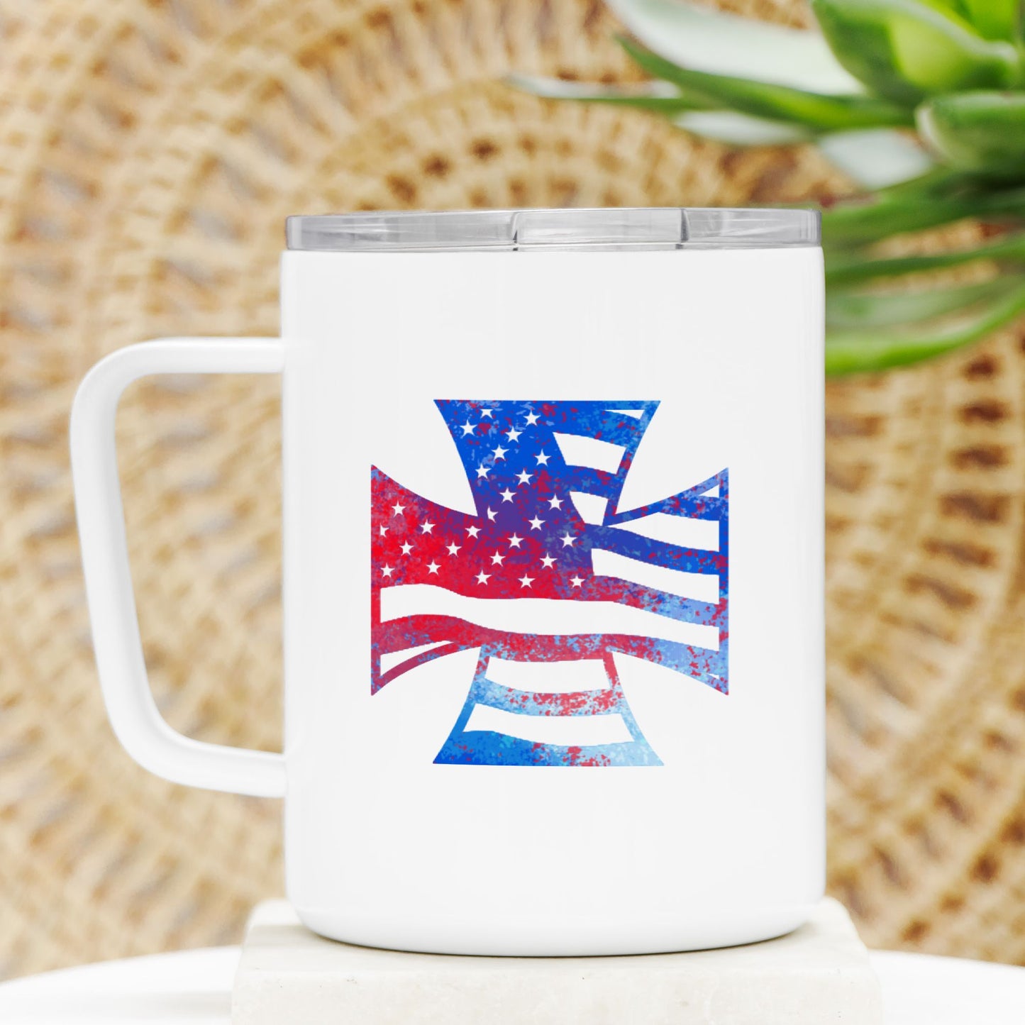 Travel Mug - "American Iron Cross Graffiti" (RWB)