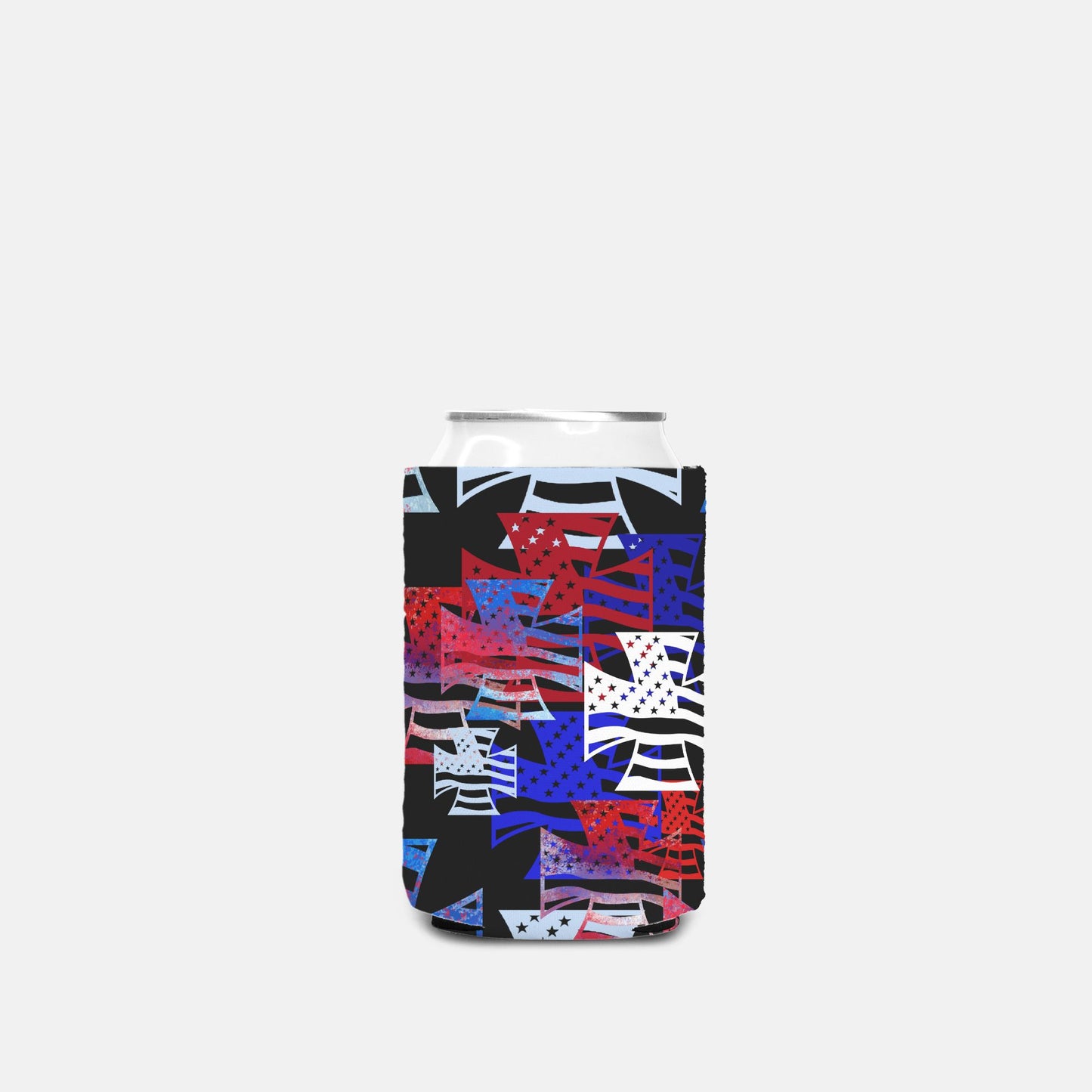 Print On Demand - Can Cooler - "American Iron Cross Graffiti" (RWB)