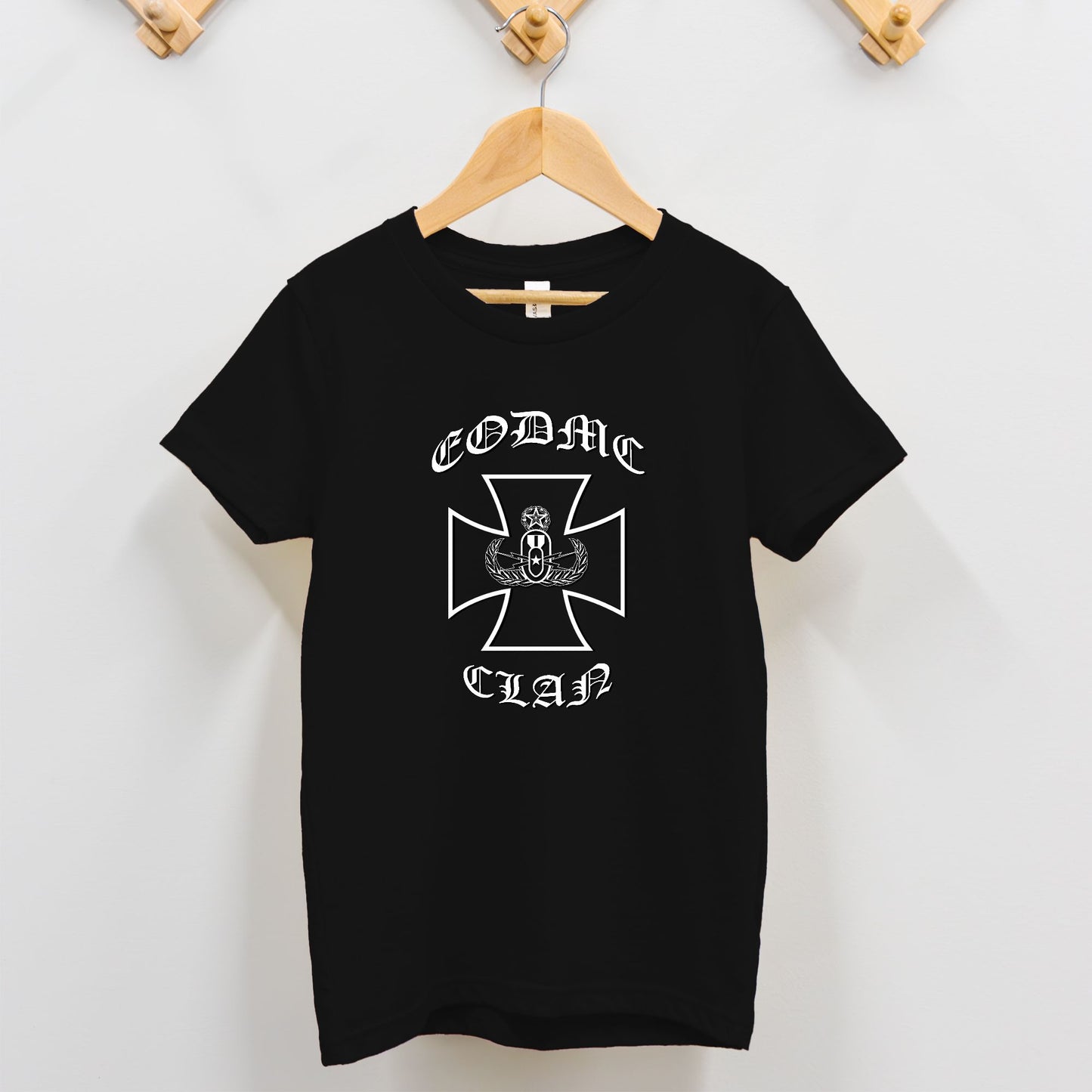 Toddler T-shirt - "EODMC Clan" (White on Black)