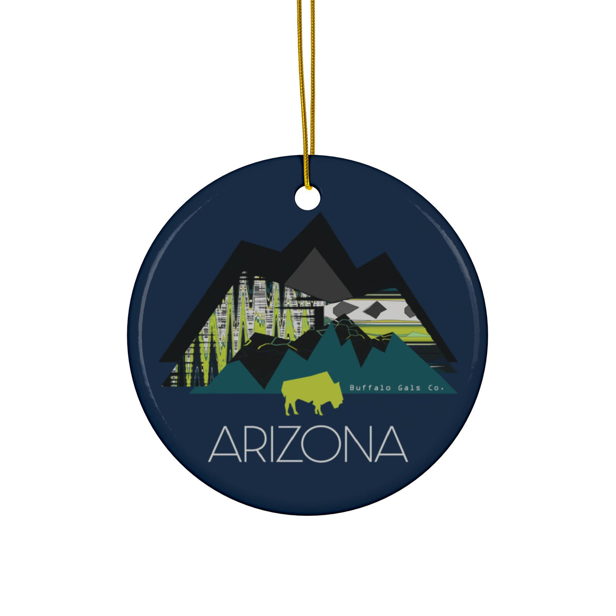 Ornament - "Chartreuse Mountains & Bison (ARIZONA)"