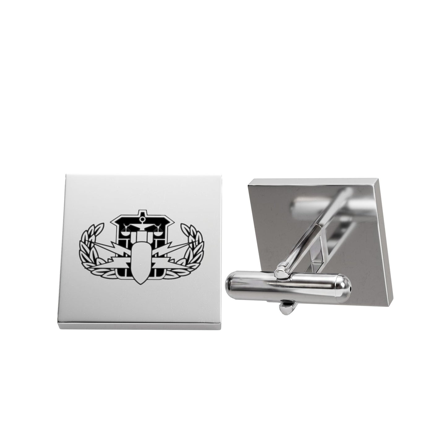 Anchor & Laurel Cufflinks — Gold Square Nautical Wedding Gift