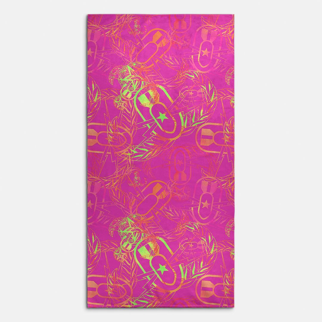 Beach Towel - "It's 5 o'clock Somewhere" Neon Pink