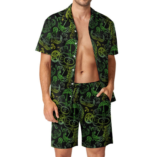 Leisure Beach Suit - "EOD Mixed Badges" (Lemon Lime on Black)