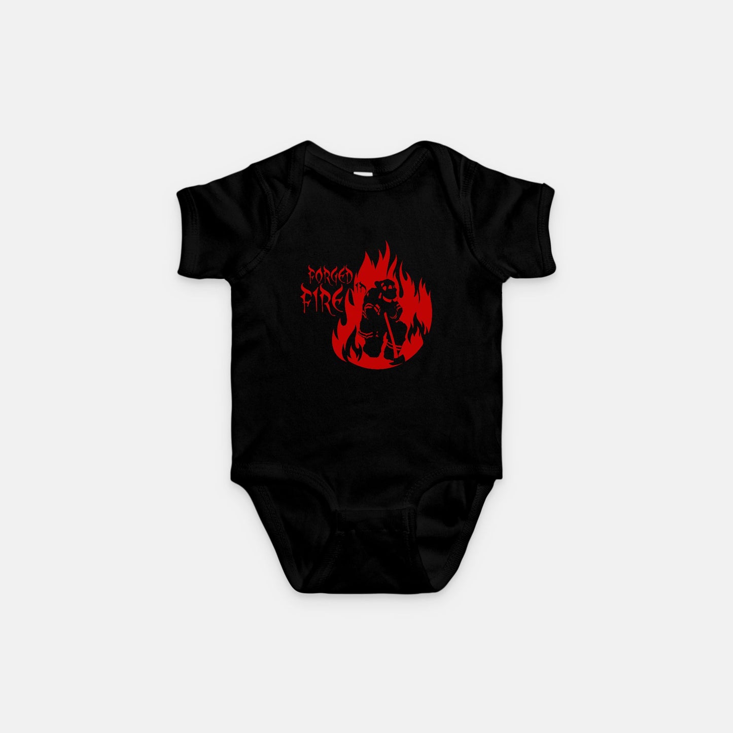 Onesie - "Forged in Fire" (Red on Black)
