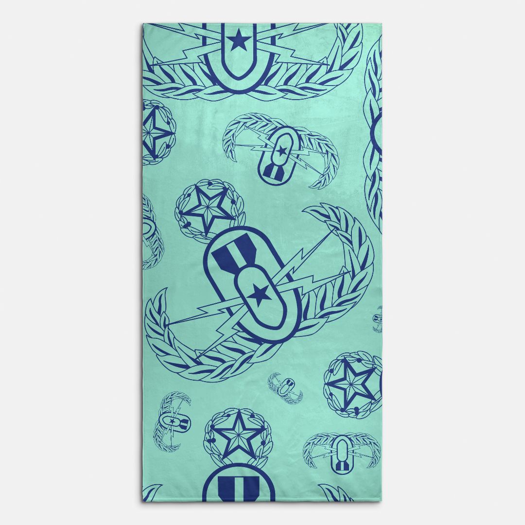 Beach Towel - "EOD Badges x 3" Blues